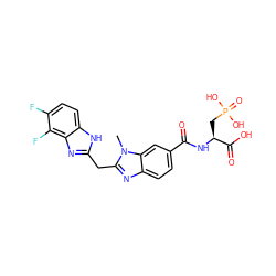 Cn1c(Cc2nc3c(F)c(F)ccc3[nH]2)nc2ccc(C(=O)N[C@@H](CP(=O)(O)O)C(=O)O)cc21 ZINC000013860240