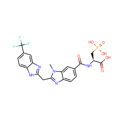 Cn1c(Cc2nc3cc(C(F)(F)F)ccc3[nH]2)nc2ccc(C(=O)N[C@@H](CP(=O)(O)O)C(=O)O)cc21 ZINC000003587985