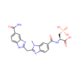 Cn1c(Cc2nc3cc(C(N)=O)ccc3[nH]2)nc2ccc(C(=O)N[C@@H](CP(=O)(O)O)C(=O)O)cc21 ZINC000013860209