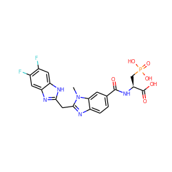 Cn1c(Cc2nc3cc(F)c(F)cc3[nH]2)nc2ccc(C(=O)N[C@@H](CP(=O)(O)O)C(=O)O)cc21 ZINC000013860236