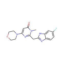 Cn1c(Cc2nc3ccc(F)cc3[nH]2)nc(N2CCOCC2)cc1=O ZINC000084670356