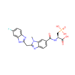 Cn1c(Cc2nc3ccc(F)cc3[nH]2)nc2ccc(C(=O)N[C@@H](CP(=O)(O)O)C(=O)O)cc21 ZINC000013860233