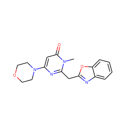 Cn1c(Cc2nc3ccccc3o2)nc(N2CCOCC2)cc1=O ZINC000084668906