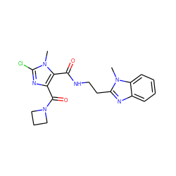 Cn1c(Cl)nc(C(=O)N2CCC2)c1C(=O)NCCc1nc2ccccc2n1C ZINC000144094711