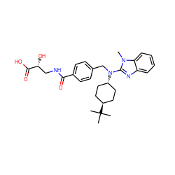 Cn1c(N(Cc2ccc(C(=O)NC[C@@H](O)C(=O)O)cc2)[C@H]2CC[C@H](C(C)(C)C)CC2)nc2ccccc21 ZINC000261147389