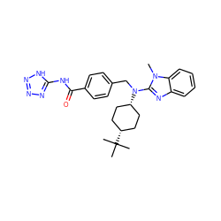 Cn1c(N(Cc2ccc(C(=O)Nc3nnn[nH]3)cc2)[C@H]2CC[C@@H](C(C)(C)C)CC2)nc2ccccc21 ZINC000101168671