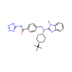 Cn1c(N(Cc2ccc(C(=O)Nc3nnn[nH]3)cc2)[C@H]2CC[C@H](C(C)(C)C)CC2)nc2ccccc21 ZINC000101168489