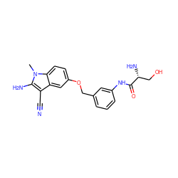 Cn1c(N)c(C#N)c2cc(OCc3cccc(NC(=O)[C@H](N)CO)c3)ccc21 ZINC000141642705