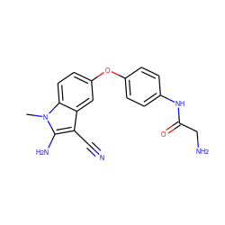 Cn1c(N)c(C#N)c2cc(Oc3ccc(NC(=O)CN)cc3)ccc21 ZINC000299855909