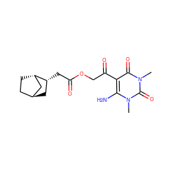 Cn1c(N)c(C(=O)COC(=O)C[C@@H]2C[C@H]3CC[C@H]2C3)c(=O)n(C)c1=O ZINC000102179010