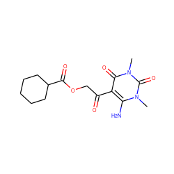 Cn1c(N)c(C(=O)COC(=O)C2CCCCC2)c(=O)n(C)c1=O ZINC000003253664