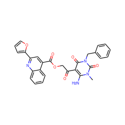 Cn1c(N)c(C(=O)COC(=O)c2cc(-c3ccco3)nc3ccccc23)c(=O)n(Cc2ccccc2)c1=O ZINC000008830532