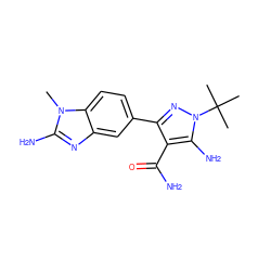 Cn1c(N)nc2cc(-c3nn(C(C)(C)C)c(N)c3C(N)=O)ccc21 ZINC000103252542