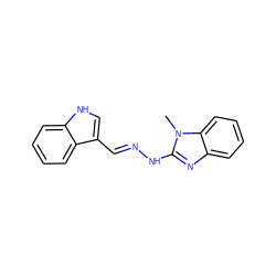 Cn1c(N/N=C/c2c[nH]c3ccccc23)nc2ccccc21 ZINC000004114754