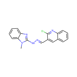 Cn1c(N/N=C/c2cc3ccccc3nc2Cl)nc2ccccc21 ZINC000005072500