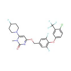 Cn1c(N2CCC(F)CC2)cc(OCc2cc(F)c(Oc3ccc(Cl)c(C(F)(F)F)c3)c(F)c2)nc1=O ZINC000653721529