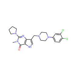 Cn1c(N2CCCC2)nc2c(CN3CCN(c4ccc(Cl)c(Cl)c4)CC3)c[nH]c2c1=O ZINC000043076720