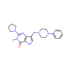 Cn1c(N2CCCC2)nc2c(CN3CCN(c4ccccc4)CC3)c[nH]c2c1=O ZINC000043024922