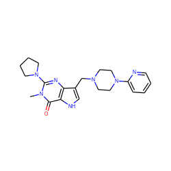 Cn1c(N2CCCC2)nc2c(CN3CCN(c4ccccn4)CC3)c[nH]c2c1=O ZINC000043022926