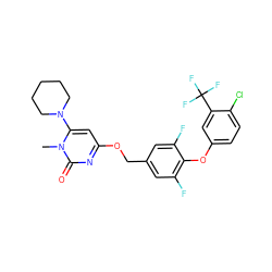 Cn1c(N2CCCCC2)cc(OCc2cc(F)c(Oc3ccc(Cl)c(C(F)(F)F)c3)c(F)c2)nc1=O ZINC000653919292