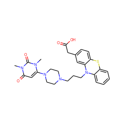 Cn1c(N2CCN(CCCN3c4ccccc4Sc4ccc(CC(=O)O)cc43)CC2)cc(=O)n(C)c1=O ZINC000043074046