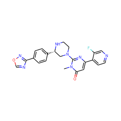 Cn1c(N2CCN[C@@H](c3ccc(-c4ncon4)cc3)C2)nc(-c2ccncc2F)cc1=O ZINC000113078876