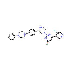 Cn1c(N2CCN[C@@H](c3ccc(N4CCN(c5ccccc5)CC4)cc3)C2)nc(-c2ccncc2F)cc1=O ZINC000043128413