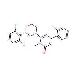 Cn1c(N2CCO[C@@H](c3c(F)cccc3Cl)C2)nc(-c2ccncc2F)cc1=O ZINC000113076619