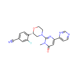 Cn1c(N2CCO[C@@H](c3ccc(C#N)cc3F)C2)nc(-c2ccncn2)cc1=O ZINC000103241140