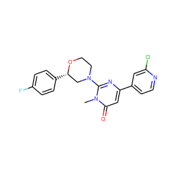 Cn1c(N2CCO[C@@H](c3ccc(F)cc3)C2)nc(-c2ccnc(Cl)c2)cc1=O ZINC000103240262