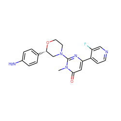 Cn1c(N2CCO[C@@H](c3ccc(N)cc3)C2)nc(-c2ccncc2F)cc1=O ZINC000113073196