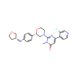 Cn1c(N2CCO[C@@H](c3ccc(N[C@@H]4CCOC4)cc3)C2)nc(-c2ccncc2F)cc1=O ZINC000113077530