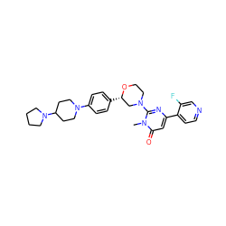 Cn1c(N2CCO[C@@H](c3ccc(N4CCC(N5CCCC5)CC4)cc3)C2)nc(-c2ccncc2F)cc1=O ZINC000038257873