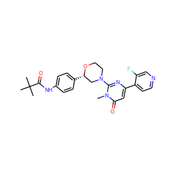 Cn1c(N2CCO[C@@H](c3ccc(NC(=O)C(C)(C)C)cc3)C2)nc(-c2ccncc2F)cc1=O ZINC000035952601