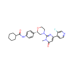 Cn1c(N2CCO[C@@H](c3ccc(NC(=O)C4CCCCC4)cc3)C2)nc(-c2ccncc2F)cc1=O ZINC000113090348