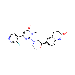 Cn1c(N2CCO[C@H](c3ccc4c(c3)CCC(=O)N4)C2)nc(-c2ccncc2F)cc1=O ZINC000113077265