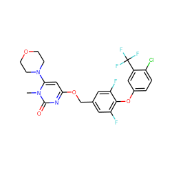 Cn1c(N2CCOCC2)cc(OCc2cc(F)c(Oc3ccc(Cl)c(C(F)(F)F)c3)c(F)c2)nc1=O ZINC000653919212