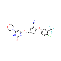 Cn1c(N2CCOCC2)cc(OCc2ccc(Oc3ccc(Cl)c(C(F)(F)F)c3)c(C#N)c2)nc1=O ZINC000653725388