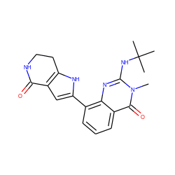 Cn1c(NC(C)(C)C)nc2c(-c3cc4c([nH]3)CCNC4=O)cccc2c1=O ZINC000222371973