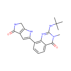 Cn1c(NC(C)(C)C)nc2c(-c3cc4c([nH]3)CNC4=O)cccc2c1=O ZINC000222373430