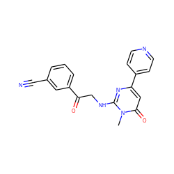 Cn1c(NCC(=O)c2cccc(C#N)c2)nc(-c2ccncc2)cc1=O ZINC000103245670