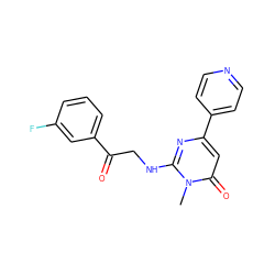 Cn1c(NCC(=O)c2cccc(F)c2)nc(-c2ccncc2)cc1=O ZINC000034006054