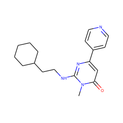 Cn1c(NCCC2CCCCC2)nc(-c2ccncc2)cc1=O ZINC000103245692