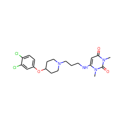 Cn1c(NCCCN2CCC(Oc3ccc(Cl)c(Cl)c3)CC2)cc(=O)n(C)c1=O ZINC000043069865