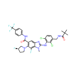 Cn1c(Nc2c(Cl)ccc(CNC(=O)C(C)(C)C)c2Cl)nc2cc(C(=O)Nc3ccc(C(F)(F)F)cc3)c(N3CC[C@@H](F)C3)c(F)c21 ZINC000169701026