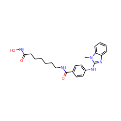 Cn1c(Nc2ccc(C(=O)NCCCCCCC(=O)NO)cc2)nc2ccccc21 ZINC000118535140