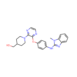 Cn1c(Nc2ccc(Oc3nccnc3N3CCC(CO)CC3)cc2)nc2ccccc21 ZINC000095558463