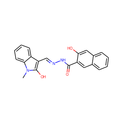 Cn1c(O)c(/C=N/NC(=O)c2cc3ccccc3cc2O)c2ccccc21 ZINC000005447804