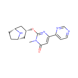 Cn1c(O[C@@H]2C[C@@H]3CC[C@H](C2)N3)nc(-c2ccncn2)cc1=O ZINC000149418582