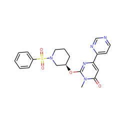 Cn1c(O[C@@H]2CCCN(S(=O)(=O)c3ccccc3)C2)nc(-c2ccncn2)cc1=O ZINC000146517776